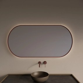 Gliss Design Aura spiegel met LED-verlichting 140x70cm rosé koper