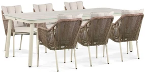 Tuinset 6 personen 220 cm Aluminium/rope Taupe Lifestyle Garden Furniture Marbella/Tavano