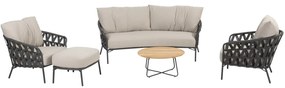 Albareto stoel bank organische loungeset 5 delig antraciet rope Taste 4SO