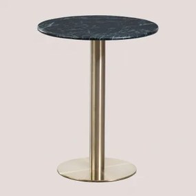 Cosmopolitan Ronde Marmeren Bartafel Groen Marmer Big Flower & Ø60 Cm & Champagne Goud - Sklum