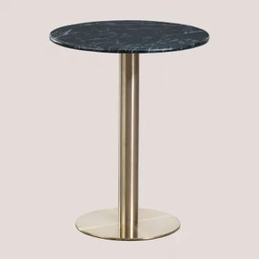 Ronde Bartafel In Marmer Cosmopolitan Groen & Ø60 Cm & Champagne Goud - Sklum