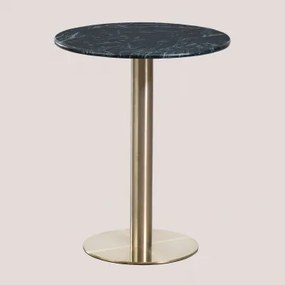 Ronde Bartafel Van Natuurlijk Steen Xiren Groen Marmer Big Flower & Ø60 Cm & Champagne Goud - Sklum