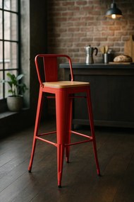 Kruk Torix met rugleuning van natuurlijk hout