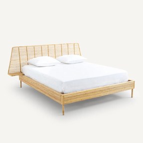 Bed in rotan met bedbodem en nachtkastjes, Saghil