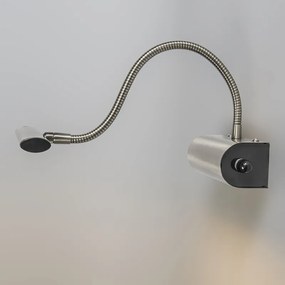 Moderne wandlamp met dimmer staal incl. LED - Tableau Design, Modern Binnenverlichting Lamp