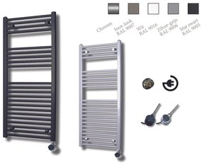 Sanicare Elektrische Design Radiator - 111.8 x 60 cm - 730 Watt - thermostaat zwart linksonder - inox look HRLEZ 601118/I