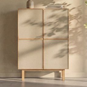 Eiken Wandkast Met Stoffen Deuren - 80x40x120cm.