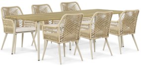 Tuinset 6 personen 240 cm Aluminium/rope Taupe Coco Vedra/Montana