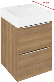 Sapho Emona Compact wastafelmeubel 55cm eiken bruin met witte wastafel