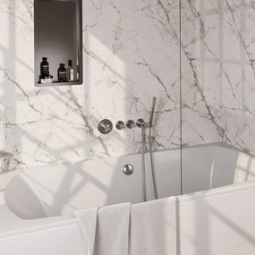 BRAUER Stripe Thermostatische Badkraan - SET 01 - inbouw - badvulcombinatie - staaf handdouche - doucheslang - wandaansluitbocht - RVS-kleurig geborsteld PVD 5-NG-359