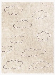 Handgeweven kindervloerkleed Clouds met hoog-laag effect, wasbaar