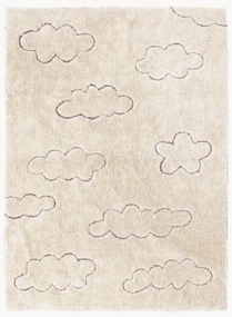 Handgeweven kindervloerkleed Clouds met hoog-laag effect, wasbaar