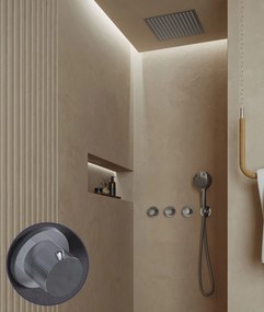 Saniclear Plus Stripes inbouw regendouche met inbouw douchekop 30x30cm en 2 standen handdouche chroom