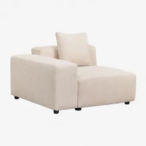 Linker Hoekmodule 115x113 Cm Met Lage Armleuning En Kussen Voor Modulaire Bank Bruna Linnen Fluweel Linnenbeige - Sklum