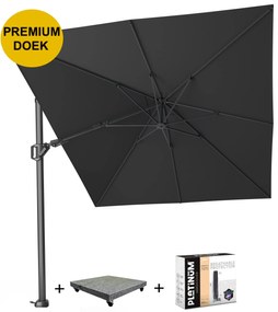 Challenger T2 premium zweefparasol 350x260 cm faded black met parasolvoet 90kg en hoes