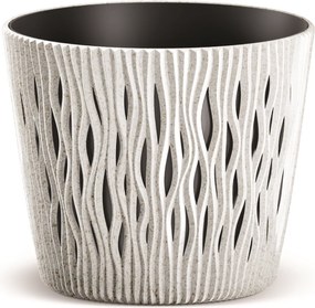 Prosperplast Sandy Round Eco Wood Bloempot - ECO Wit -Ø 19 cm - Met echt hout