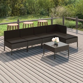 vidaXL 6-delige Loungeset met kussens poly rattan grijs