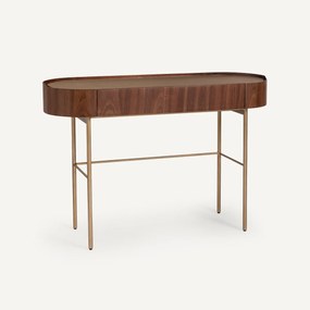 Bureau-wandtafel notenhout/leer, Aslen