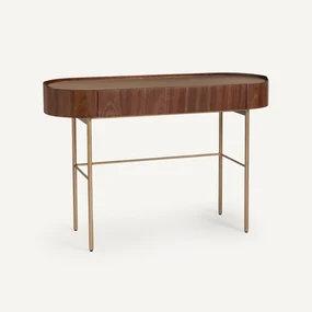 Bureau-wandtafel notenhout/leer, Aslen