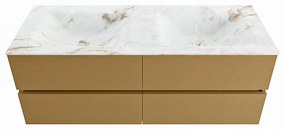 Mondiaz Vica DLux badmeubel 130cm oro 4 lades met wastafel frappe dubbel zonder kraangat