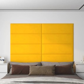 vidaXL Wandpanelen 12 st 3,24 m² 90x30 cm fluweel geel