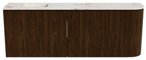Mondiaz Joya DLux 110cm toiletmeubel ronding rechts walnut met wastafel faye links 1 kraangat frappe