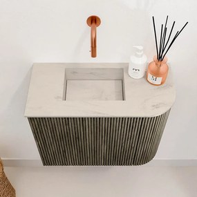 Mondiaz Joya DLux 50cm toiletmeubel ronding rechts shadow met wastafel faye links zonder kraangat opalo