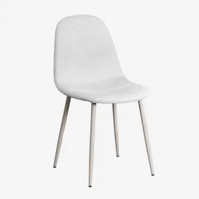 Set Van 4 Eetkamerstoelen In Stof En Staal Glamm Deluxe Grijs – Taupe – Koel & Stof Gebroken Wit - Sklum