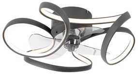 Plafondventilator zwart 55cm incl. LED dimbaar met afstandsbediening - Mandy