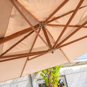 4 Seasons Hacienda zweefparasol 300x400 cm frame woodlook - doek sand