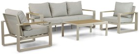 Stoel en Bank Loungeset 5 personen Aluminium/Polywood (teakfinish) Taupe Lifestyle Garden Furniture Lezo