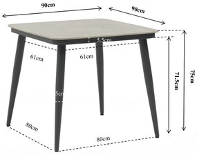 Dining Tuintafel  90 x 90 cm Aluminium Grijs Vienna
