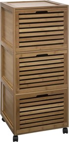 5Five bamboe 3-ladenkast'Sicela'- Op wieltjes - Badkamerkast