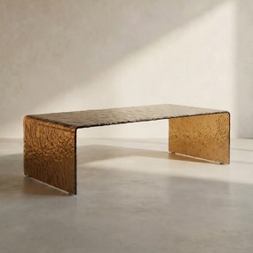 Glazen Salontafel Retro Bruin - 110 X 55cm.