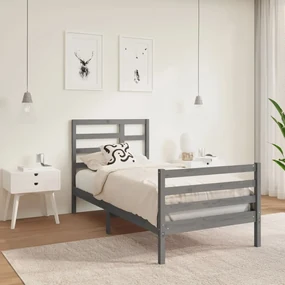vidaXL Bedframe massief hout grijs 90x190 cm 3FT Single