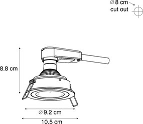 Set van 6 moderne inbouwspots zwart met goud draai- en kantelbaar IP44 - Chuck