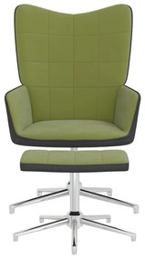 vidaXL Relaxstoel met voetenbank fluweel en PVC lichtgroen