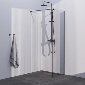 Brauer Gunmetal Season inloopdouche helder glas 60x200 met muurprofiel gunmetal geborsteld