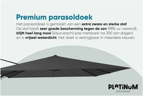 Platinum Challenger Zweefparasol T2 premium - 3x3 m. Champagne - Sandstone