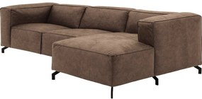 Goossens Bank Calvin bruin, micro leer, 3-zits, modern design