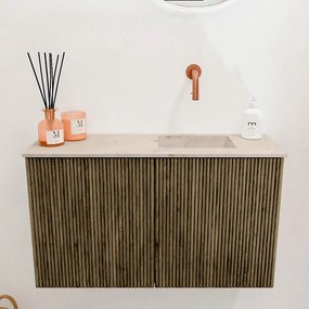 Mondiaz Joya DLux 70cm toiletmeubel dusk met wastafel faye rechts zonder kraangat frappe