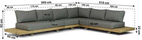 Hoek loungeset 6 personen Aluminium/Teak Old teak greywash  Santika Furniture Santika