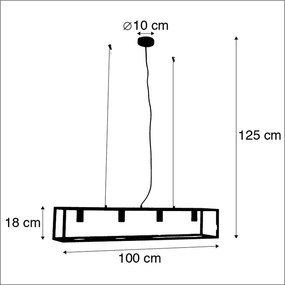 Eettafel / Eetkamer Smart industriële hanglamp met dimmer zwart incl. 4 WiFi A60 - Cage Industriele / Industrie / Industrial E27 Binnenverlichting Lamp