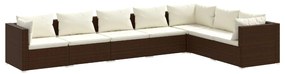 vidaXL 7-delige Loungeset met kussens poly rattan bruin