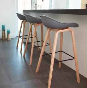 House of Rebels Barkruk - Romeo - 73 cm - Grijs - Hout - Set van 2 - House of Rebels