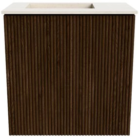 Mondiaz Joya DLux 40cm toiletmeubel walnut met wastafel faye links zonder kraangat meli