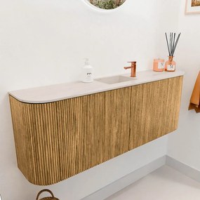 Mondiaz Joya DLux 115cm toiletmeubel ronding links/rechts oak met wastafel faye midden 1 kraangat meli