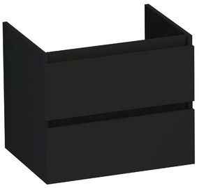 BRAUER Solution Wastafelonderkast - 60x46x50cm - 2 softclose greeploze lades - 1 sifonuitsparing - MDF - mat zwart 1869