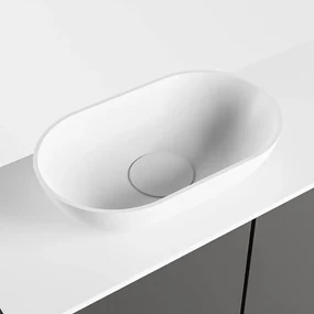 Mondiaz Fowy toiletmeubel 60cm dark grey met witte waskom links zonder kraangat