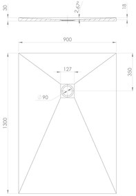 Polysan Treneca douchebak 130x90cm wit mat